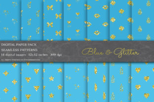 Blue Glitter Geometric Digital Papers for Creative Projects