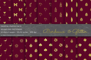 Bordeaux Glitter Digital Papers