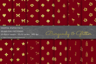Burgundy Glitter Digital Papers