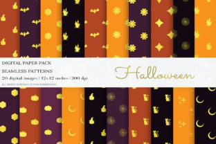 Gold Halloween Digital Papers, Patterns