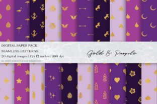 Purple Gold Geometric Seamless Patterns